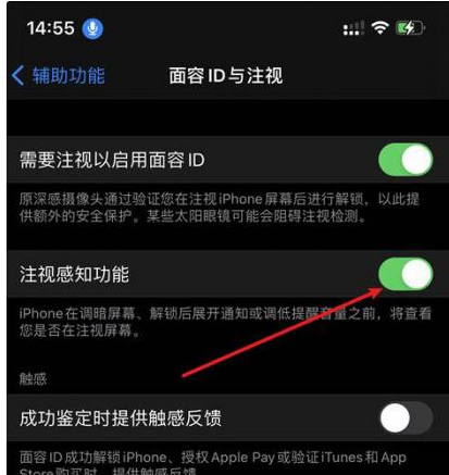 麻章苹果14维修网点分享iPhone14注视感知功能有什么用 